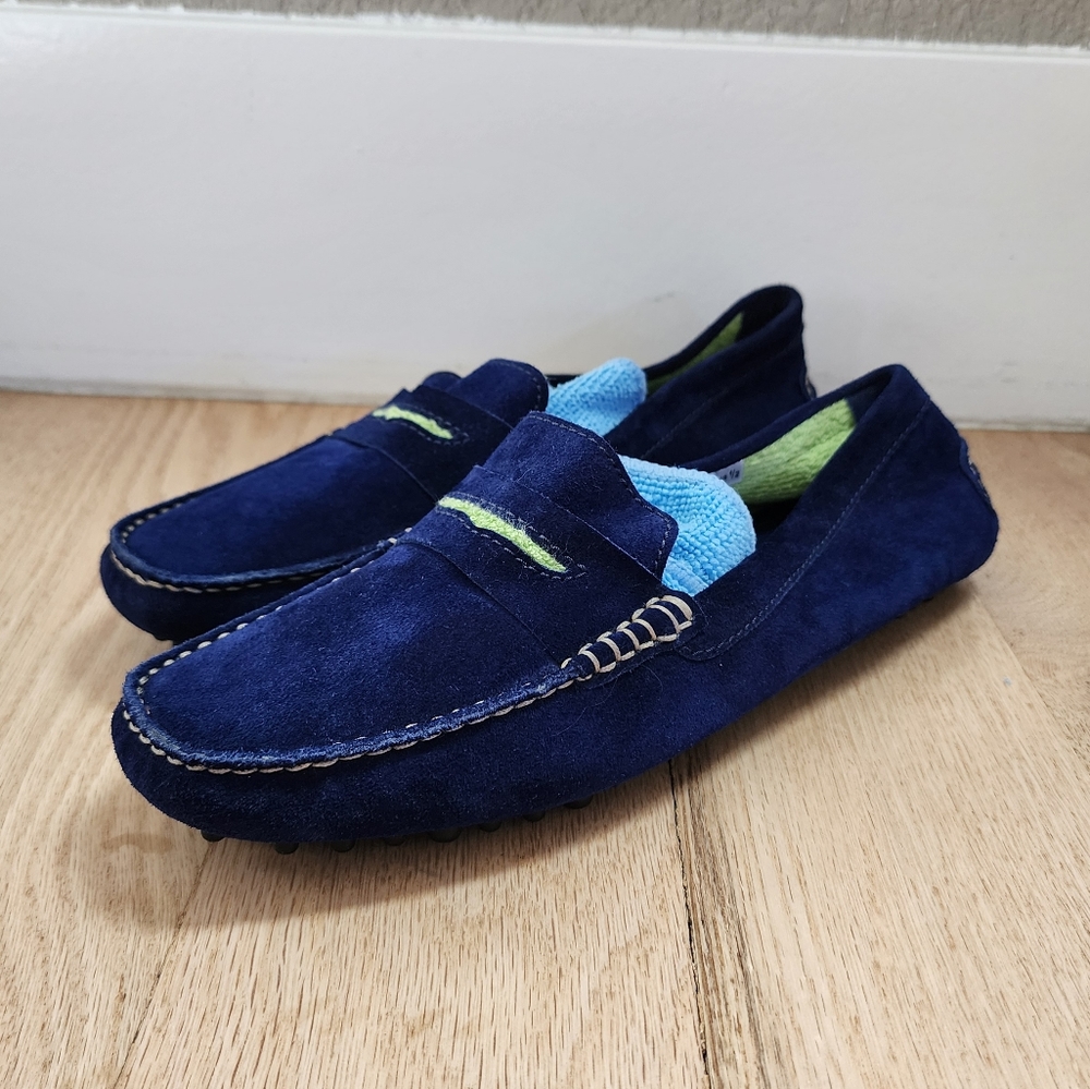 Manolo Blahnik blue suede loafers Size 39.5 us size 9.5 like New